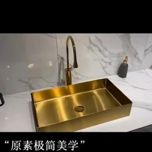 CT196D095 TSUKAERU Luxury style wash basin อ่างล้างมือ อ่างสีทอง เคาน์เตออร์สีทอง