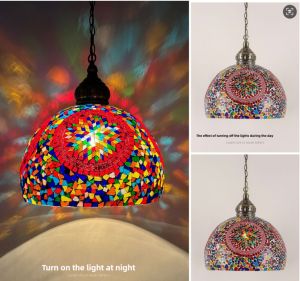 40Cm Turkish Mosaic Ceiling Lamp Big Size Bohemian Chandelier Colorful Glass Light Creative Art Light for Home Hotel Cafe Shop