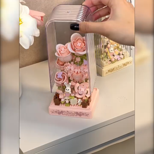 Flower Bricks Set Rose Love Building Blocks with PVC Cover DIY Toys for Girls Valentines Day Gifts