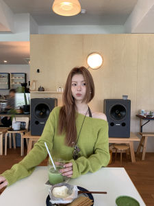 Autumn Comfortable Loose Oversized Attractive Green Knitwear