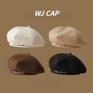 【WJ】Autumn and Winter Big Headed Beret Female Small Octagonal Hat Versatile Large Size Painter Hat Male