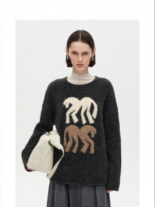 Wool-blend Gray Dropped Shoulder Sweater