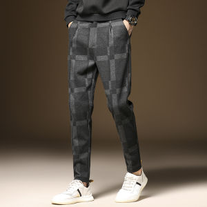 PENGUINDANCE | กางเกงขายาวทรงหลวมสไตล์ฮาราจูกุสำหรับผู้ชาย ทรงสก็อต สไตล์อังกฤษ กางเกงขายาวลำลอง ทรงหลวม ทรงฮาราจูกุ ฤดูใบไม้ร่วง/ฤดูหนาว