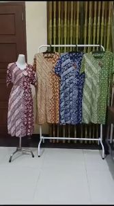 Daster Wanita Standar Besar LD 110 Chibi Baju Tidur Batik Cap Resleting Depan Tali Samping Katun Tebal