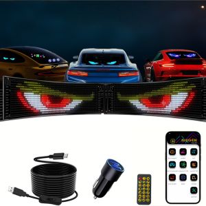 Devil Eyes Light for Cars Windshield 23.23"x4.72" Programmable LED Signs APP Remote Control LED Matrix Flexible Soft Screen