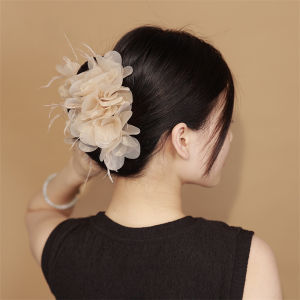 กิ๊บติดผมขนนกรูปดอกไม้ MODE Korea เครื่องประดับผมหนีบที่ติดผมผู้หญิงที่สง่างามสำหรับเด็กผู้หญิง