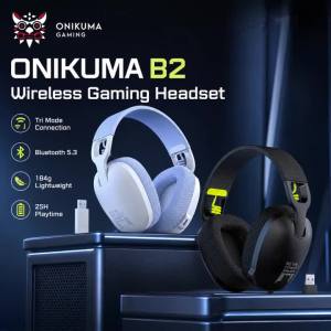 ONIKUMA | ONIKUMA B2 Wireless Gaming Headset Tri Mode 2.4GHz Bluetooth 5.3 Wired 40mm Driver Lightweight Headphones with Mic for PS5 PC
