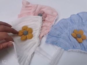 Topi Setengah Bonnet Bayi Ruffle Bunga Pelindung Kepala Anak Adem Imut Lucu Cantik Instagramable