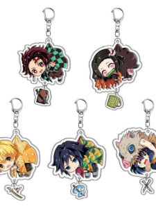 Acrylic Anime Keychain Demon Slayer Chara Design Anime Themed Acrylic Keychain Anime Book Bag Pendant Demon Slayer Anime Keychain