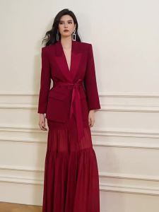 Celebrity Style Barcelona Red Matching Skirt Set