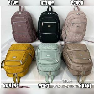 RANSEL/BACKPACK CHIBAO KANVAS BORDIR Muat Laptop 14inc 5Sleting CB0940-22