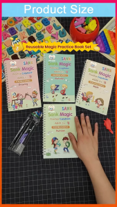 Timi Baby 4 Book set Magic Notebook Reusable Children Words 4 Books+Pen Practice Copybook Letterfor  Kids