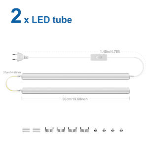 1-6PCS 220V EU Power Plug Under Cabinet Light T5 LED Tube Lamp 50cm Home Lighting Fluorescent Lamp With Push Button Switch