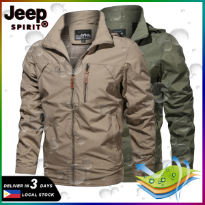 【2-3 days arrive!!!】JEEP SPIRIT Casual Sports Waterproof Riding Tactical Hoodie Coat Spring and Autumn Thin Workwear Mens Waterproof Jacket