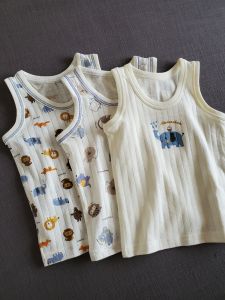 Breathable Pure Cotton Thin Cotton Vest A-Class No Fluorescent Boys And Girls Baby Home Air Conditioning Base Vest 3 Pieces Price