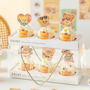 MEIDI | Food-grade Transparent Cartoon 3-grid Cake Packaging Box