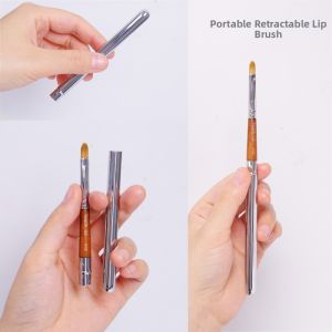 Portable Makeup Brush Extendable Cheek Powder Brush with Lid Compact Powder Blush Brush Beauty Tool for Natural Looking Cheeks