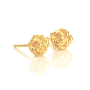 Chow Sang Sang 周生生 999.9 24K Pure Gold Floral Roses Stud Earrings 68730E