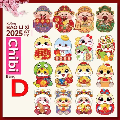 Combo 100 Bao lì xì tết giá rẻ 2025 hình hoạt hình cute