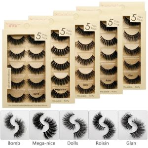 YSDO 5 Đôi Mi Giả Mink Tự Nhiên Dài Mềm Mại 3D Dạng Dải Mi Giả Handmade Tạo Độ Dày Cho Trang Điểm