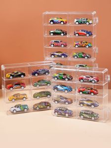 Transparent Boys Toy Car Model Storage Box Multi Purpose Display Case Wind Fire Wheel Plastic Organizer for Bedroom