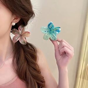 Korean Style Fashion Flower Hair Clip Large Gradient Color Hairpin High-Grade Ladies Clip Kepit Rambut