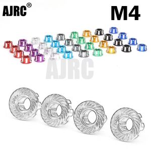 4pcs Aluminum Alloy M4 Tire Nuts For 1/10 Rc Wheel Compatible With Traxxas Trx4 Trx6 Axial Scx10 Hsp Yokomo D90 D110 Slash Rgt