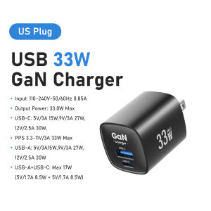ASOMETECH | 33W GaN USB Type C Charger Portable Dual Ports PD PPS Fast Charging for IPhone 17 16 15 14 Pro Max IPad Samsung S23 Ultra Xiaomi