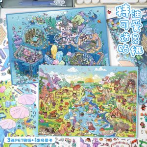 Kawaii Underwater mining site 3D  primitive tribe  Landscape Sticker  DIY Pocket Cabin Scene Christmas gifts ﻿ ﻿