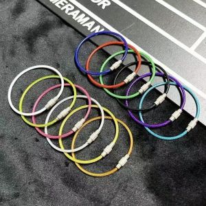 Colorful Steel Wire Rope Keychain Stainless Steel Key Ring Anti-Lost Key Holder Multicolor Key Fob Durable Key Chain