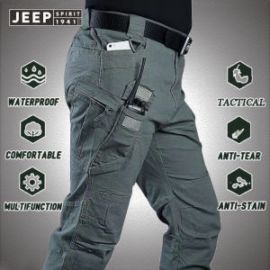 Jeep Tinh Thần Quần Túi Hộp công việc nam giới Mặc Ripstop Không Thấm Nước quần kiểu lính Đa Túi Hàng Hóa Quần Jogger Quân Đội Swat Leo Núi cỡ lớn 5XL