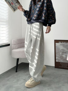 American High Waist Casual Loose Pants Womens Autumn and Winter Plus Size Plus Size Ladies Loose Slimming Track Pants Drape Ankle-Tied Sweatpants