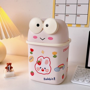 Mini Frog Desktop Trash Can Cute Small Trash Can with Lid Flip Trash Can