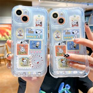 Cartoon Lovely Snoopy Mobile Phone Case with Invisible Phone Holder For iPhone 17 Pro Max 16 Pro Max 15 Pro Max 14 Pro Max Plus Soft Silicon Back Cover for iPhone 11 12 13 Pro Max Back Shell