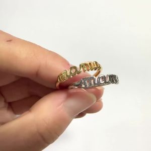 Huitan Simple Design "Mama" Ring for Women Mothers Day Gift Fashion Gold Color/Silver Color Daily Wear Versatile Band Jewelry