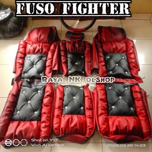 sarung jok mobil fuso tronton model sofa kancing kristal dengan bonus sarung stir / lapis jok fuso fighter / cover jok fuso fighter / lapis jok mobil tronton / variasi fuso / fuso fighter / pelindung tempat duduk mobil / MITSUBISHI FUSO FIGHTER