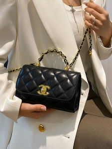 Luxurious Womens Chain Handbag Fashionable Diamond Pattern Mini Square Bag Elegant Tote Bag Single Shoulder Bag for Young Women