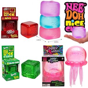 Trending Nee Doh Jellyfish & Cube Squish Toy Soft Jelly Squeeze Stress Relief Fidget Toy Sensory NeeDoh for Kids & Adults