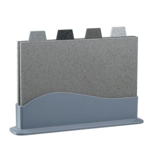 【HOSPORT】Kitchen Essential 4-Piece Chopping Boards with Double-Sided Surface and Compact Holder for Food Prep