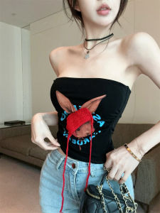 GUZILIAN | เสื้อกั๊กสายเดี่ยวพิมพ์ลายเซ็กซี่สำหรับผู้หญิงในช่วงฤดูร้อนปี 2025 เสื้อคลุมแบบสวมหัวทรงเข้ารูปพร้อมแผ่นเสริมหน้าอก