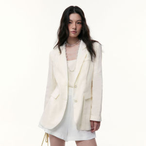 TAMMY TANGS | Vintage Style Linen Blend Waist-Cinching Womens Blazer