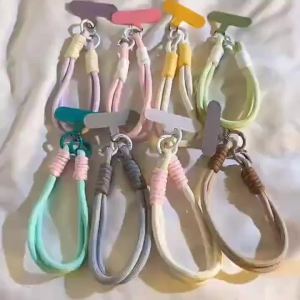 Raimondo Ins Gantungan hp Simple Niche Phone Lanyard hp Macaron Colored Woven Phone Strap Short