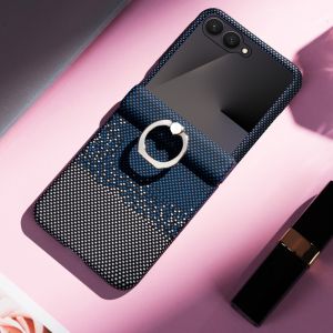 szhaiyu | Kevlar Carbon fiber Pattern Hard Phone Case For Samsung Galaxy Z Flip 8 7 FE 6 5 Front Screen Film Hinge Protection Ring Holder