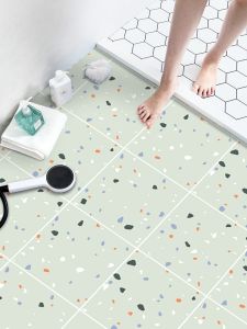 Thickened Self-Adhesive Waterproof Wear-Resistant PVC Floor Tiles Stickers for Bathroom Kitchen Toilet Bedroom Home Decor