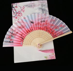 Retro Style Folding Fan Female Japanese Pattern Retro Cloth Art Craft Gift Home Decoration Ornament Dancing Hand Fan
