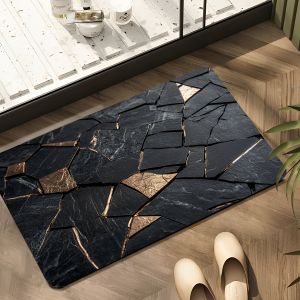 VIKAMA Luxury Marble Diatom Mud Carpet Anti Slip Machine Washroom Mat Bathroom Entrance Shower Room Carpet Home Decor
