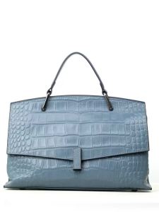 Aidrani | Genuine Cowhide Leather Women Satchel Bag Crocodile Embossed Handbag with Lock Closure Multi-Pocket Work Purse for Travel