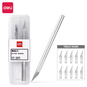 deli | Deli Carving Knife Set Aluminium Alloy Precision Cutting Engraving Craft Knives DIY Card Paper Repair Leather Tools Graver