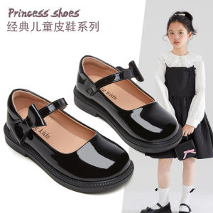 YUAAE Girlsprincess shoes childrens spring and autumn bow leather shoes low-top student performance etiquette leather shoes