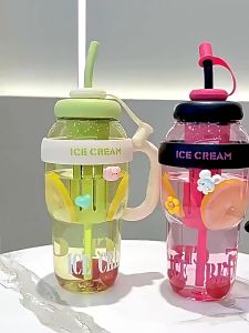 Botol Minum Jumbo Bentuk Lucu / Botol Minum Gym Ukuran 1400ml Sedotan + Gagang BOTOL 3089 - YS